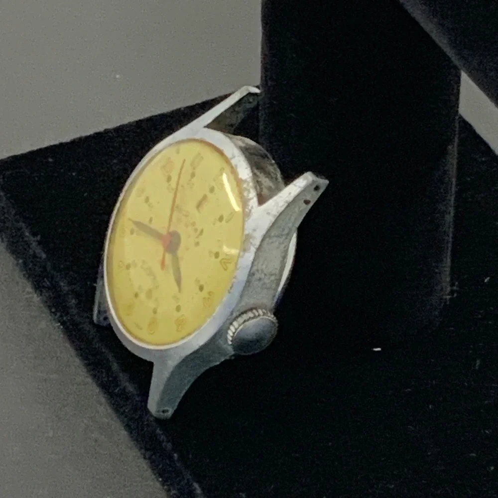 Vintage Cal-O-Date Swiss 7 Jewels Manual Wind Watch Head for Parts or Repair